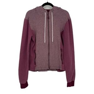 Pact Organic Two Tone Heathered Hoodie Jacket Zip Front Thumbholes Womens Large